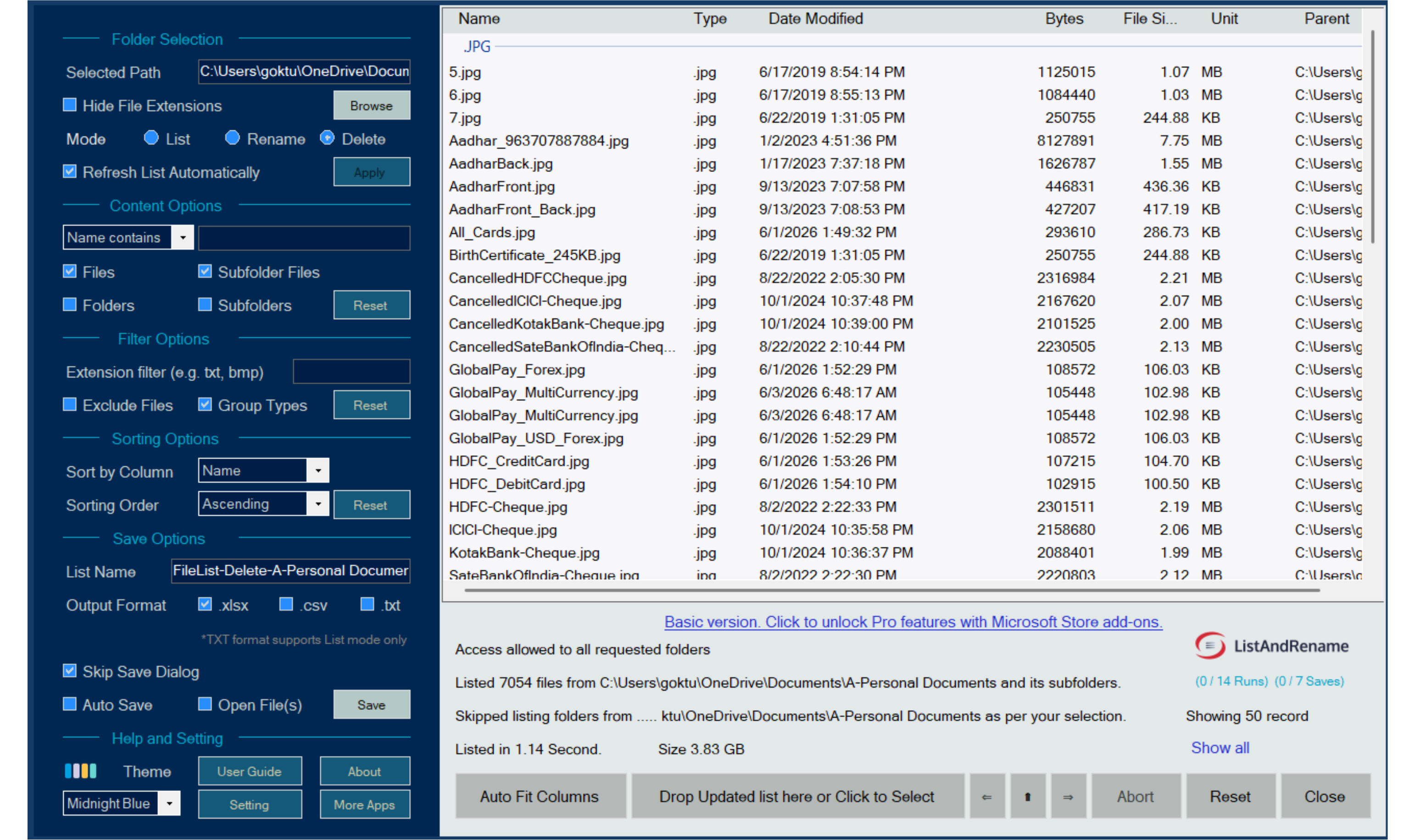ListAndRename Screenshot